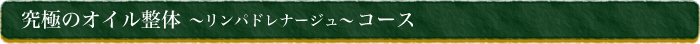 究極のオイル整体～リンパドレナージュ～コース
