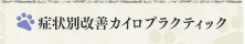 症状別改善カイロプラクティック